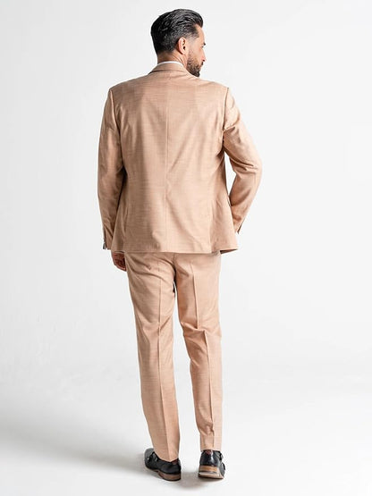 Peach Three Piece Suit - Slim Fit Blazer, Trousers &amp; Waistcoat, Notch Lapel, Complimentary Pocket Square &amp; Tie, Perfect for Weddings &amp; Events - Edward - The Tie Company