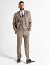 Men’s Coffee Tweed Dark Brown & White Checked 3-Piece Tailored Fit Suit
