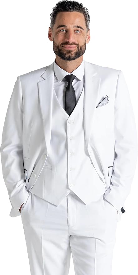 Buy Henry Mens White Slim Fit Three Piece Suit - Weddings, Office, Meeting Formal Event Suit Order Suit Online - The Tie Company