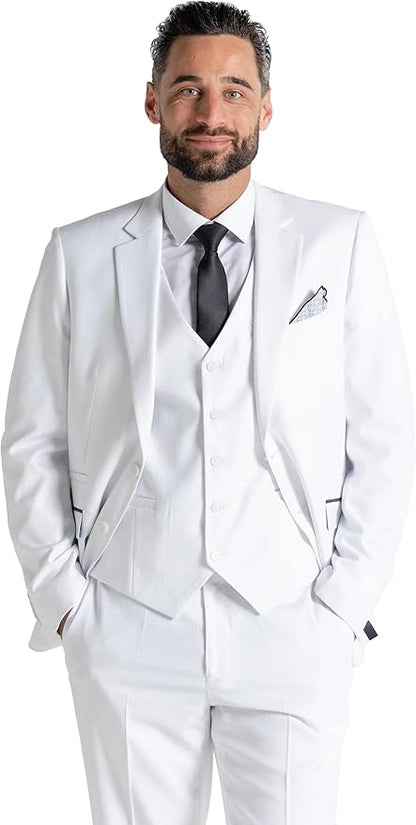 Buy Henry Mens White Slim Fit Three Piece Suit - Weddings, Office, Meeting Formal Event Suit Order Suit Online - The Tie Company