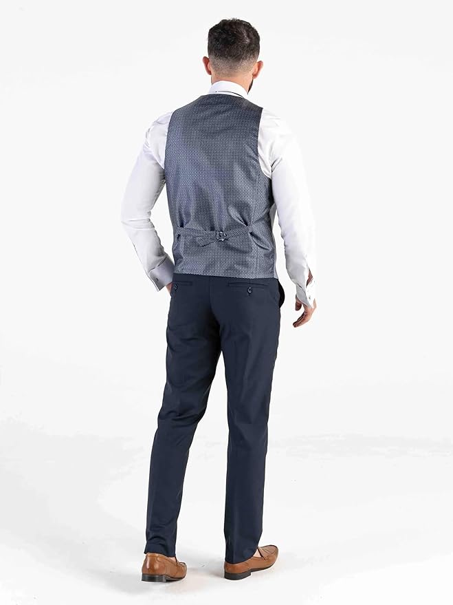 Navy Checks Three Piece Suit â€“ Classic Tailored Fit Blazer, Waistcoat, and Trousers â€“ Timeless Formalwear for Groomsmen and Special Occasions - Angelo - The Tie Company