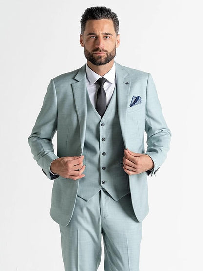 Edward Mint Green Three-Piece Suit â€“ Slim Fit, Notch Lapel, Single-Breasted, Two-Button Closure â€“ Ideal for Weddings and Formal Events - The Tie Company