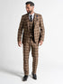 Charles Men’s Coffee Tweed Checked 3-Piece Tailored Fit Suit