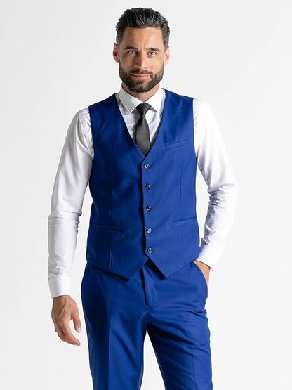 Buy Haris Mens Blue Slim Fit Three Piece Suit - Wedding, Office, Business, Formal Event Suit, Order Suit Online - The Tie Company