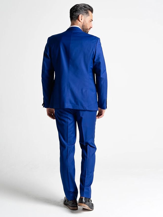 Buy Haris Mens Blue Slim Fit Three Piece Suit - Wedding, Office, Business, Formal Event Suit, Order Suit Online - The Tie Company