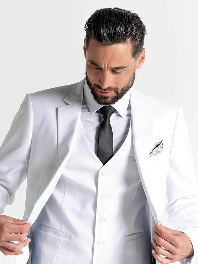 Buy Henry Mens White Slim Fit Three Piece Suit - Weddings, Office, Meeting Formal Event Suit Order Suit Online - The Tie Company