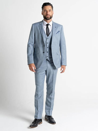Edward Men’s Pastel Blue 3-Piece Slim Fit Suit