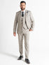 Men’s Light Grey Tweed 3-Piece Suit, White & Caramel Check