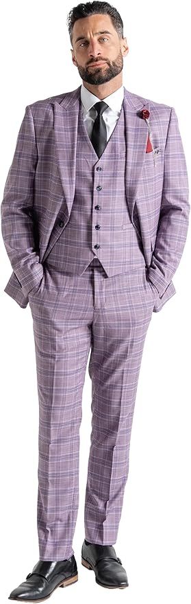 Buy Mens Kensington Lilac Tailored Fit Three Peace Suit â€“ Weddings, Business, and Formal Occasions Suit Order Suit Online - The Tie Company