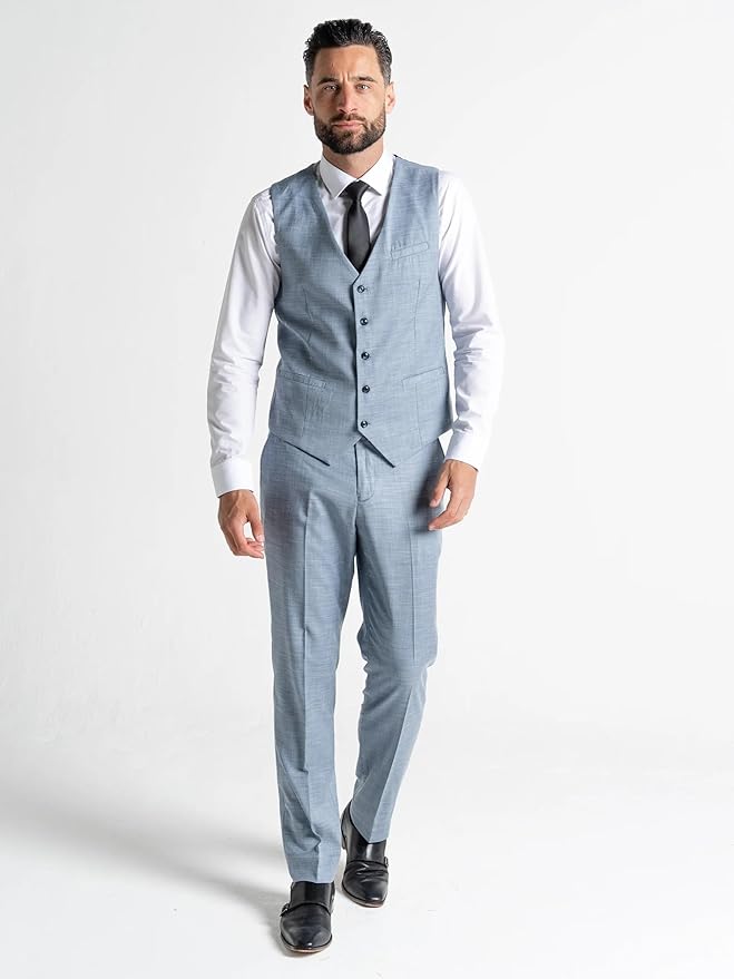 Edward Pastel Blue Three-Piece Suit â€“ Slim Fit, Peak Lapel, Single-Breasted, Two-Button Closure â€“ Ideal for Weddings and Formal Events - The Tie Company