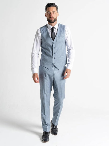 Edward Pastel Blue Three-Piece Suit â€“ Slim Fit, Peak Lapel, Single-Breasted, Two-Button Closure â€“ Ideal for Weddings and Formal Events - The Tie Company