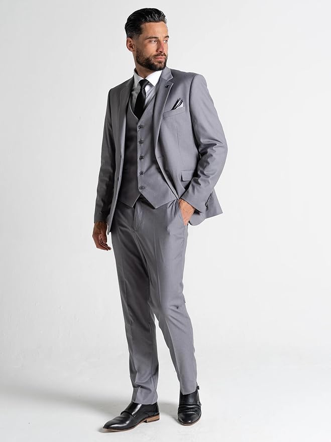 Haris Grey 3-Piece Slim Fit Suit for Men