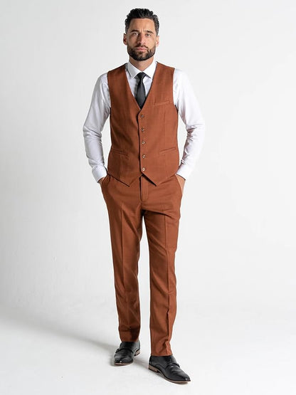 Edward Bronze Three-Piece Suit â€“ Slim Fit, Notch Lapel, Single-Breasted, Two-Button Closure â€“ Ideal for Weddings and Formal Events - The Tie Company