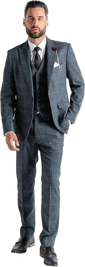 Buy Kensington Mens Slim Fit Wool Blue Three Piece Suit - Weddings , Besiness, Office, Formal Events Suit Order Suit Online - The Tie Company