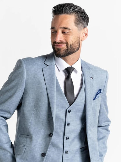 Edward Pastel Blue Three-Piece Suit â€“ Slim Fit, Peak Lapel, Single-Breasted, Two-Button Closure â€“ Ideal for Weddings and Formal Events - The Tie Company