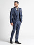 Men’s Submarine Blue Tweed 3-Piece Suit, Light Blue Check
