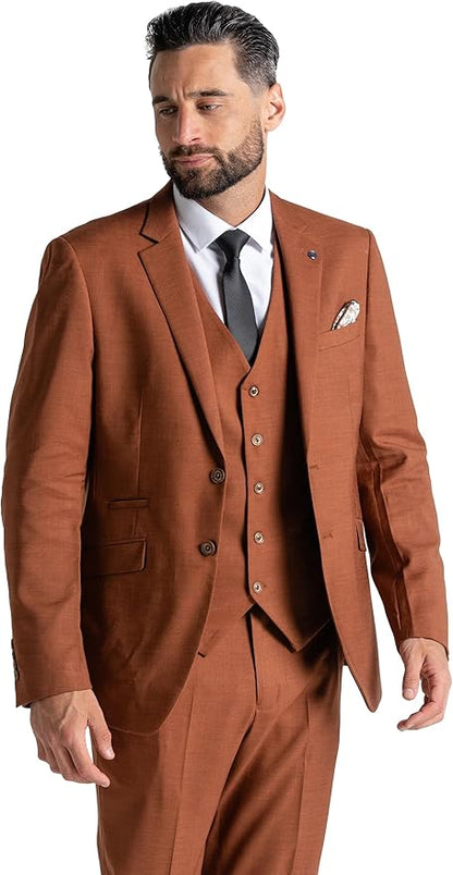 Edward Bronze Three-Piece Suit â€“ Slim Fit, Notch Lapel, Single-Breasted, Two-Button Closure â€“ Ideal for Weddings and Formal Events - The Tie Company