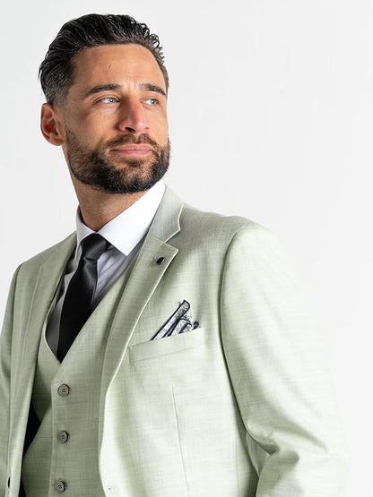 Edward Pastel Green Three-Piece Suit â€“ Slim Fit, Notch Lapel, Single-Breasted, Two-Button Closure â€“ Ideal for Weddings and Formal Events - The Tie Company