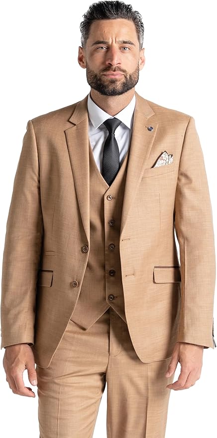 Buy Henry Mens Sand Cream Slim Fit Three Piece Suit - Weddings &amp; Formal, Office Events Suit Order suit Online - - The Tie Company