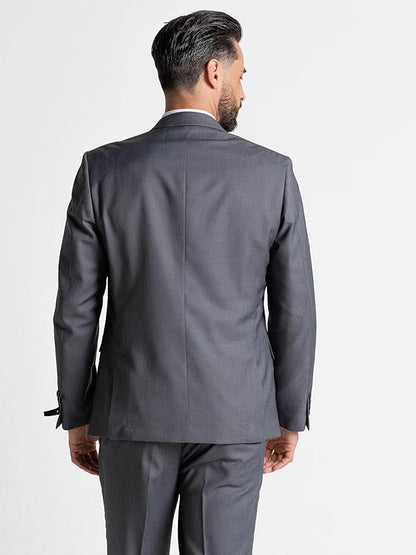 Grey Slim-Fit Blazer with Black Waistcoat Three-Piece Suit â€“ Notch Lapel, Complimentary Pocket Square, and Grey Trousers â€“ Elegant Formalwear for Weddings and Special Occasions - The Tie Company