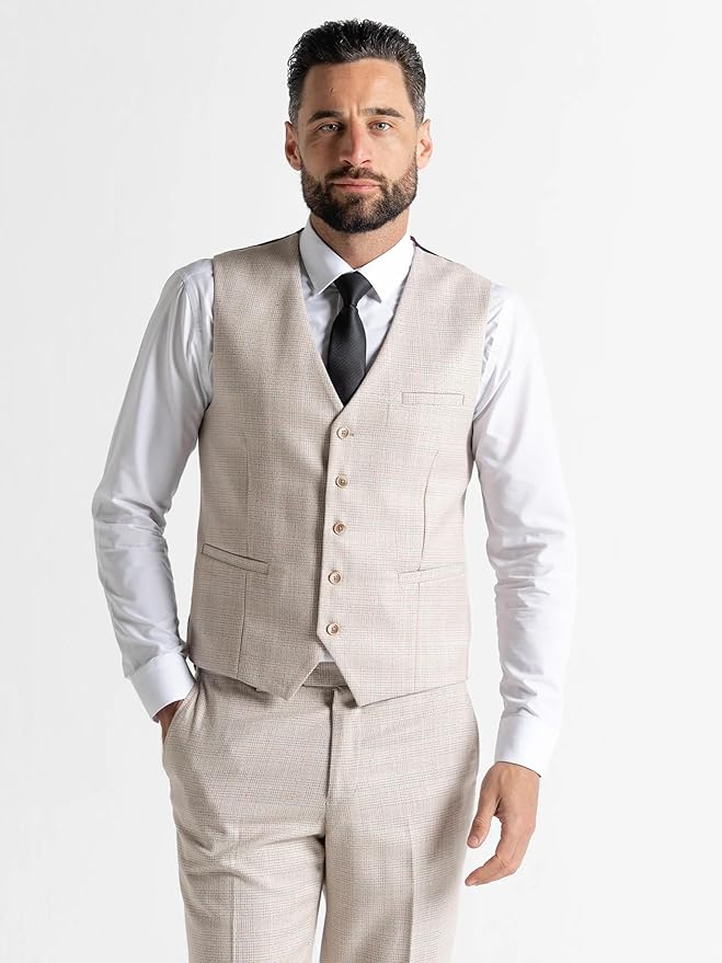Cream Tweed Three Piece Suit â€“ Tailored Fit Blazer, Waistcoat, and Trousers â€“ Elegant Vintage-Inspired Formalwear for Weddings and Special Occasions - The Tie Company