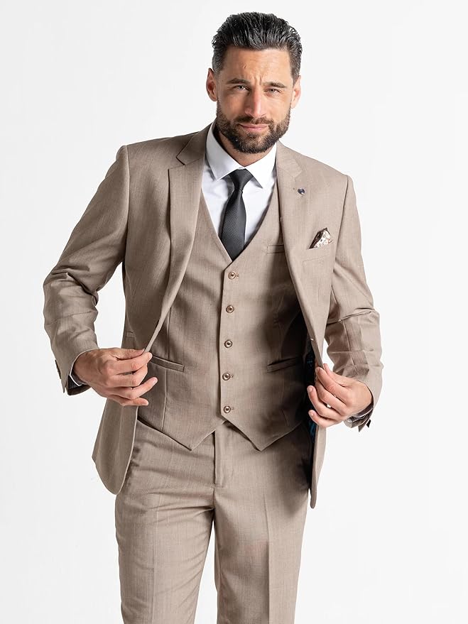 Buy Henry Mens Brown Slim Fit Three Piece Suit - Wedding, Office, Meeting Suit, Formal, Event Suit. Order Suit Online - - The Tie Company