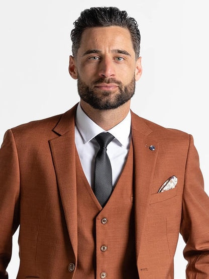 Edward Bronze Three-Piece Suit â€“ Slim Fit, Notch Lapel, Single-Breasted, Two-Button Closure â€“ Ideal for Weddings and Formal Events - The Tie Company