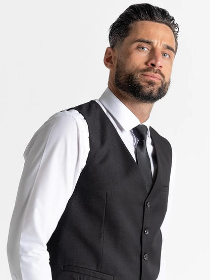 Grey Slim-Fit Blazer with Black Waistcoat Three-Piece Suit â€“ Notch Lapel, Complimentary Pocket Square, and Grey Trousers â€“ Elegant Formalwear for Weddings and Special Occasions - The Tie Company