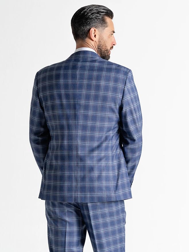 Royal Blue Tweed Three Piece Suit â€“ Sky Blue Check Tailored Fit Blazer, Waistcoat, and Trousers â€“ Stylish Formalwear for Weddings and Special Occasions Search this page - The Tie Company