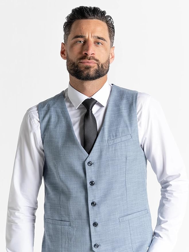 Edward Pastel Blue Three-Piece Suit â€“ Slim Fit, Peak Lapel, Single-Breasted, Two-Button Closure â€“ Ideal for Weddings and Formal Events - The Tie Company