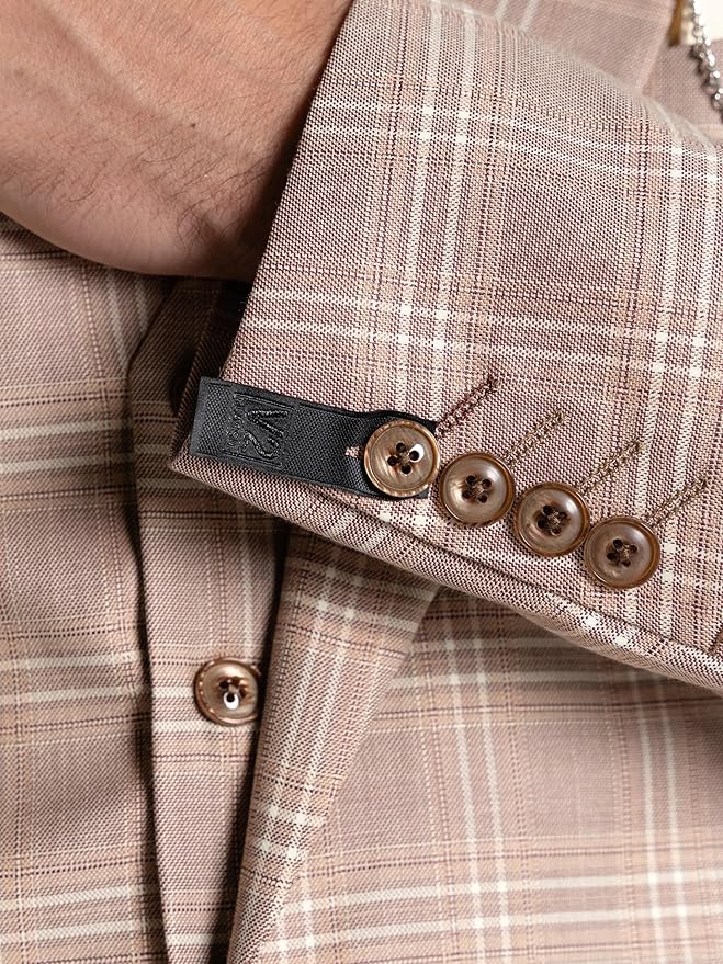 Fawn Tweed Three Piece Suit â€“ White and Brown Check Tailored Fit Blazer, Waistcoat, and Trousers â€“ Classic Vintage-Inspired Formalwear for Weddings and Events - The Tie Company