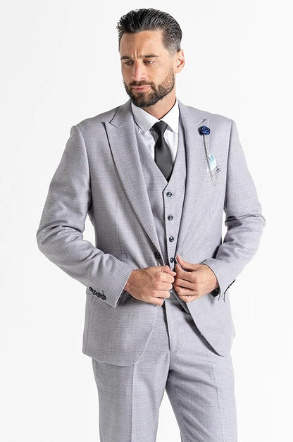 Light Grey Three Piece Suit â€“ Tailored Fit Blazer, Waistcoat, and Trousers â€“ Elegant Formalwear for Weddings and Special Occasions - The Tie Company
