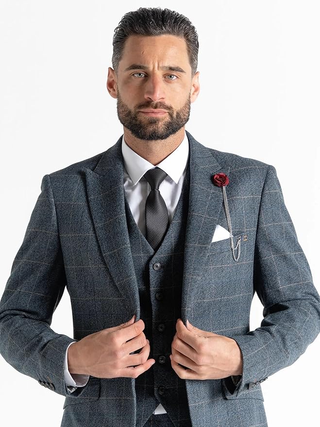 Buy Kensington Mens Slim Fit Wool Blue Three Piece Suit - Weddings , Besiness, Office, Formal Events Suit Order Suit Online - The Tie Company