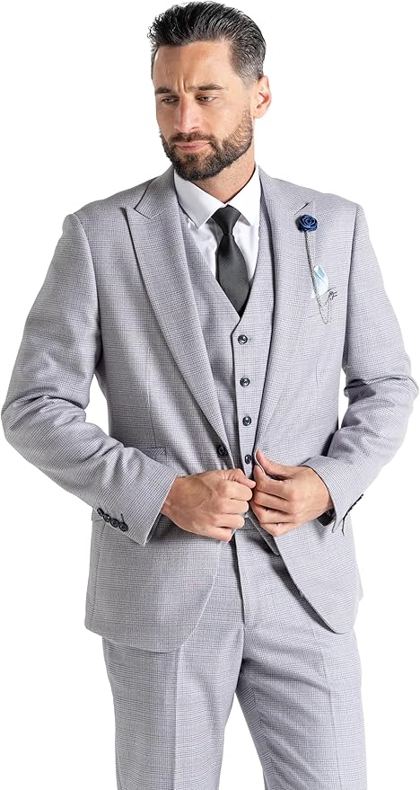 Light Grey Three Piece Suit â€“ Tailored Fit Blazer, Waistcoat, and Trousers â€“ Elegant Formalwear for Weddings and Special Occasions - The Tie Company