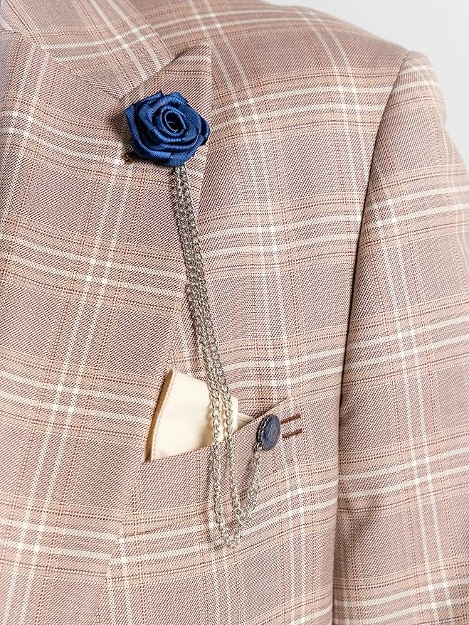 Fawn Tweed Three Piece Suit â€“ White and Brown Check Tailored Fit Blazer, Waistcoat, and Trousers â€“ Classic Vintage-Inspired Formalwear for Weddings and Events - The Tie Company