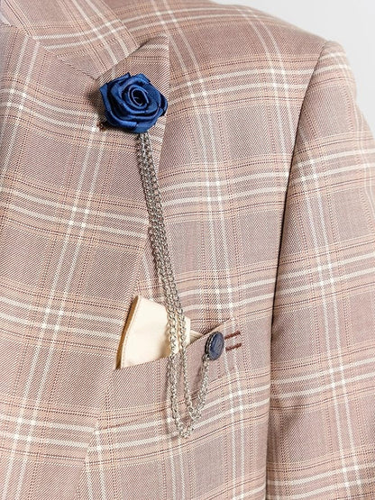 Fawn Tweed Three Piece Suit â€“ White and Brown Check Tailored Fit Blazer, Waistcoat, and Trousers â€“ Classic Vintage-Inspired Formalwear for Weddings and Events - The Tie Company