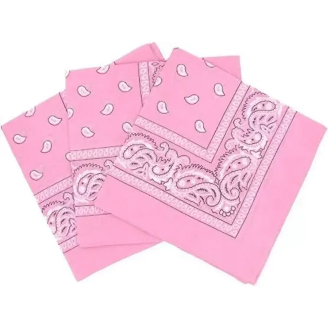 Baby Pink Paisley Cotton Bandana in 3 Pack - Aamera Fashion