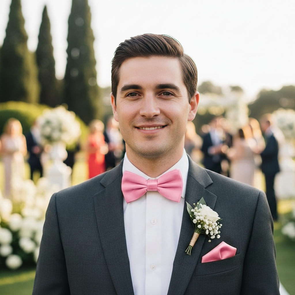 Baby Pink Bow Tie for Men