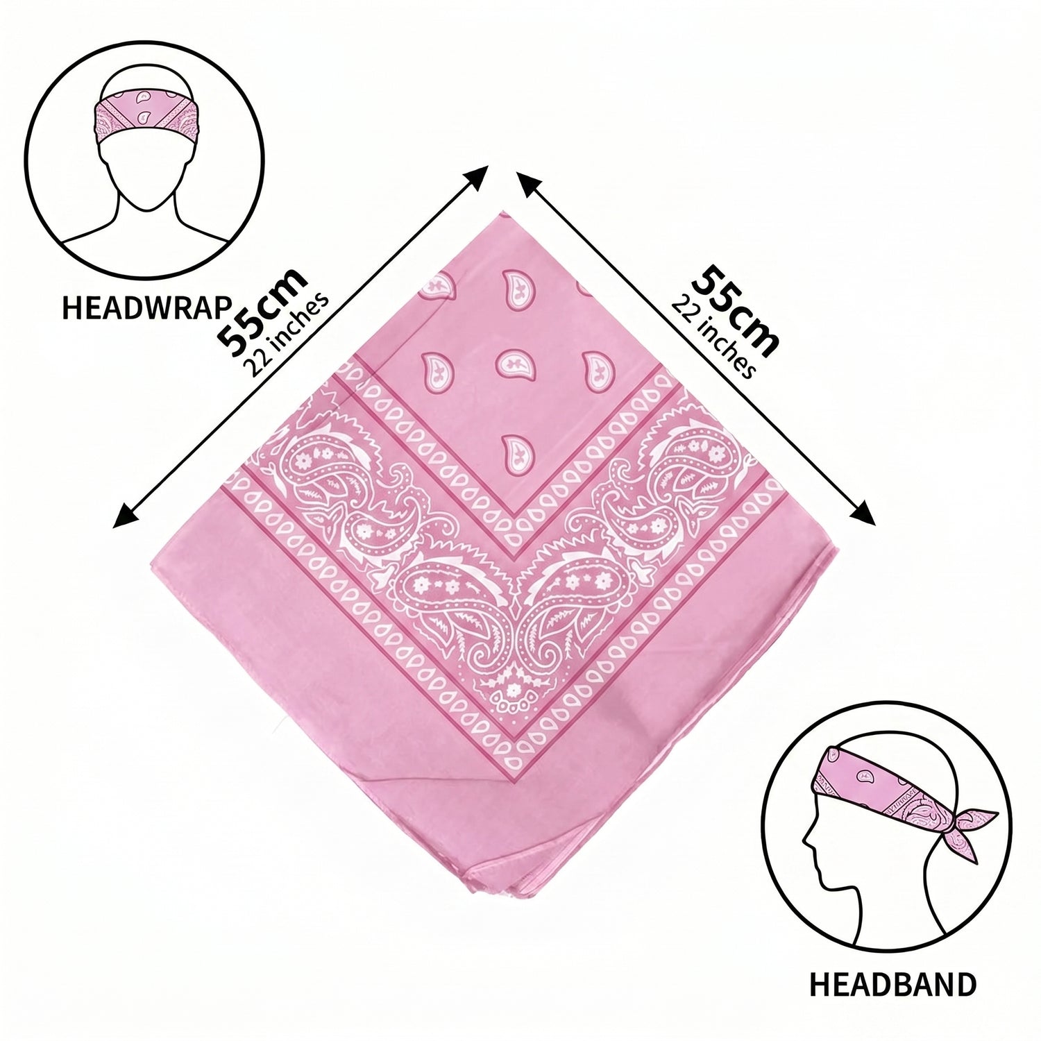 Baby Pink Paisley Cotton Bandana