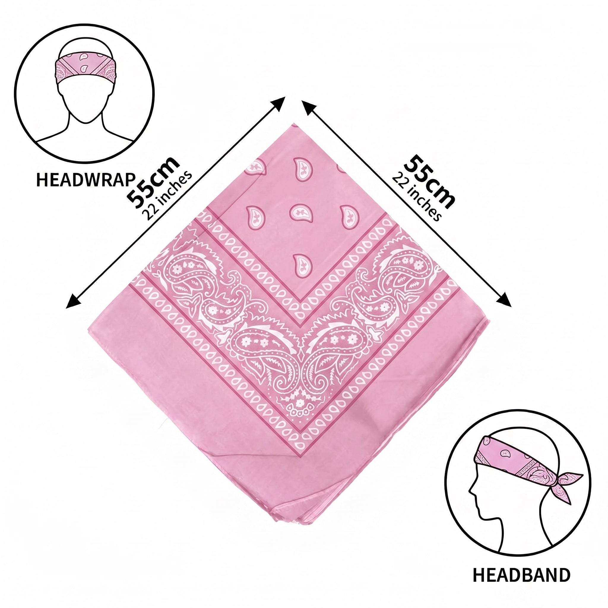 Baby Pink Paisley Cotton Bandana