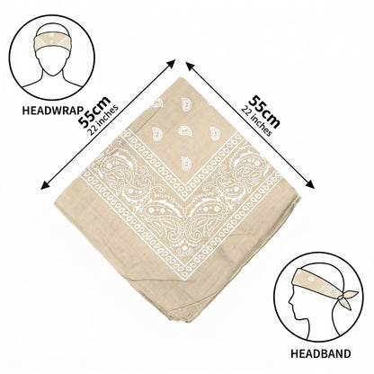 Beige Paisley Polyester Bandana