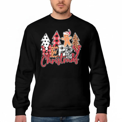 Patterned “MERRY Christmas” Gingerbread Design Black Pullover Sweatshirt