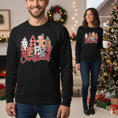 Patterned “MERRY Christmas” Gingerbread Design Black Pullover Sweatshirt