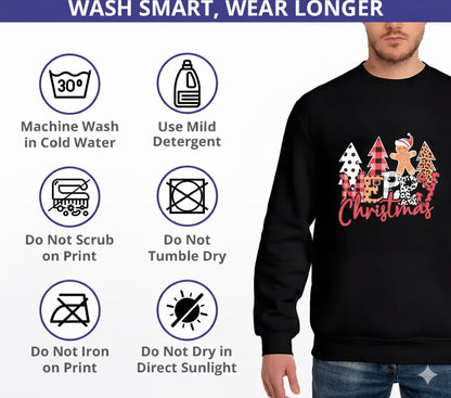 Patterned “MERRY Christmas” Gingerbread Design Black Pullover Sweatshirt