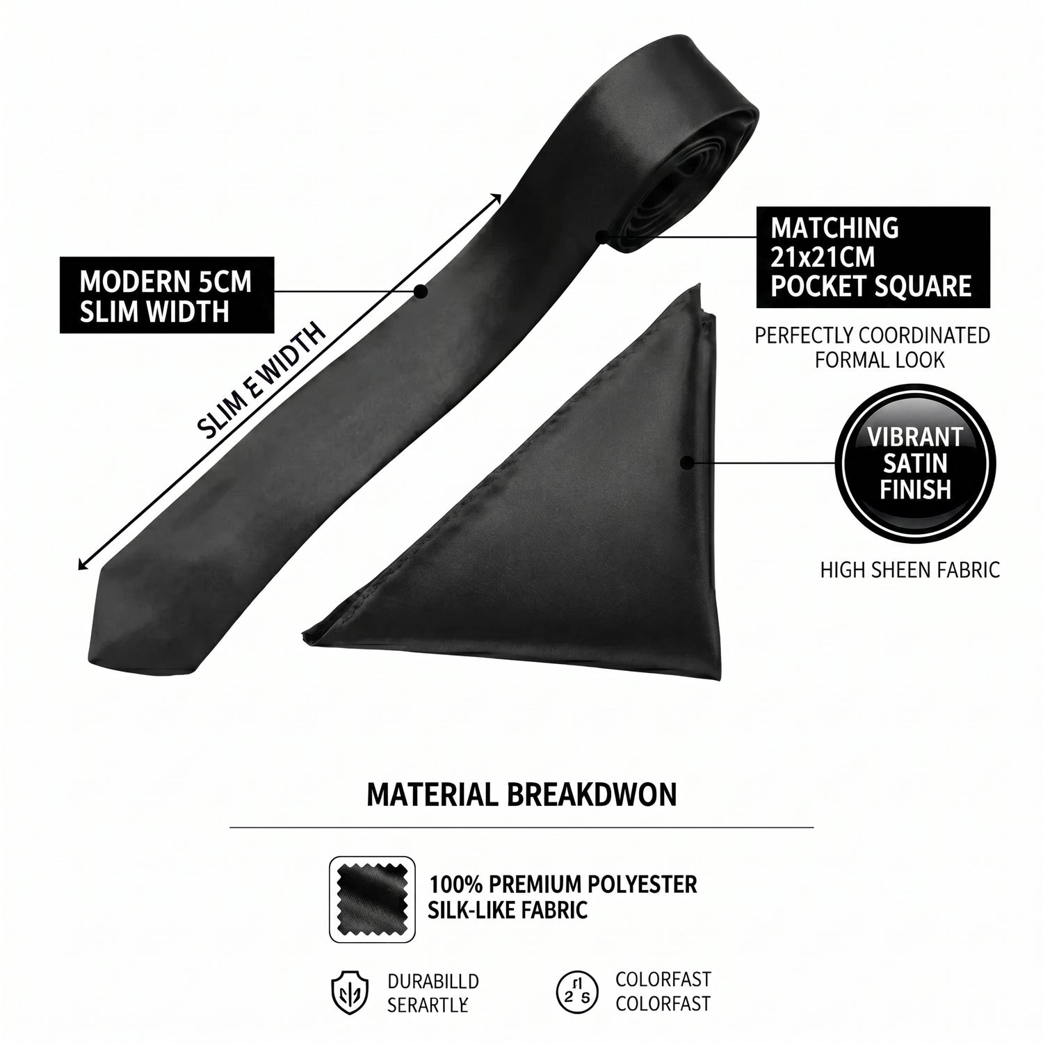 Black folding of pocket square