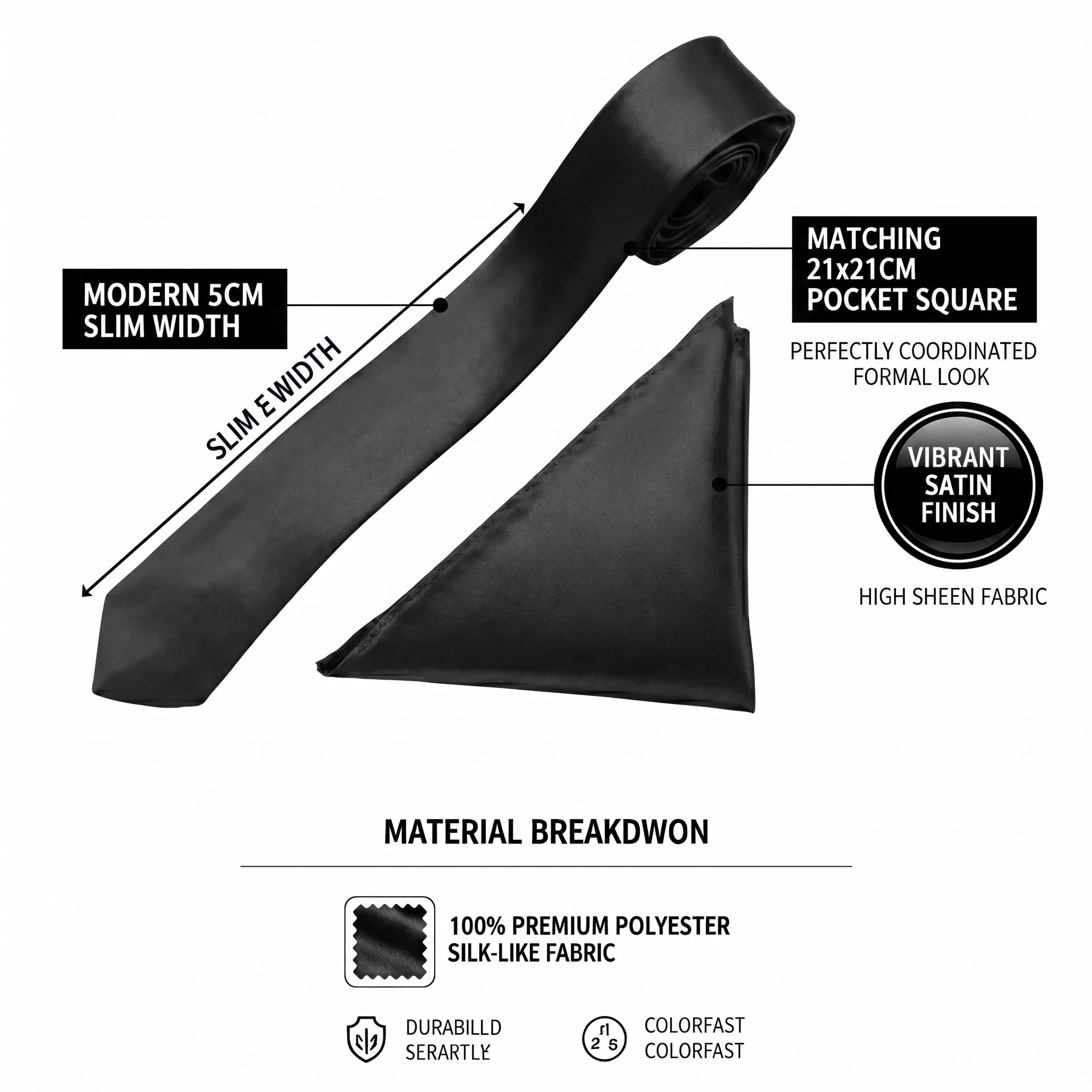 Black folding of pocket square