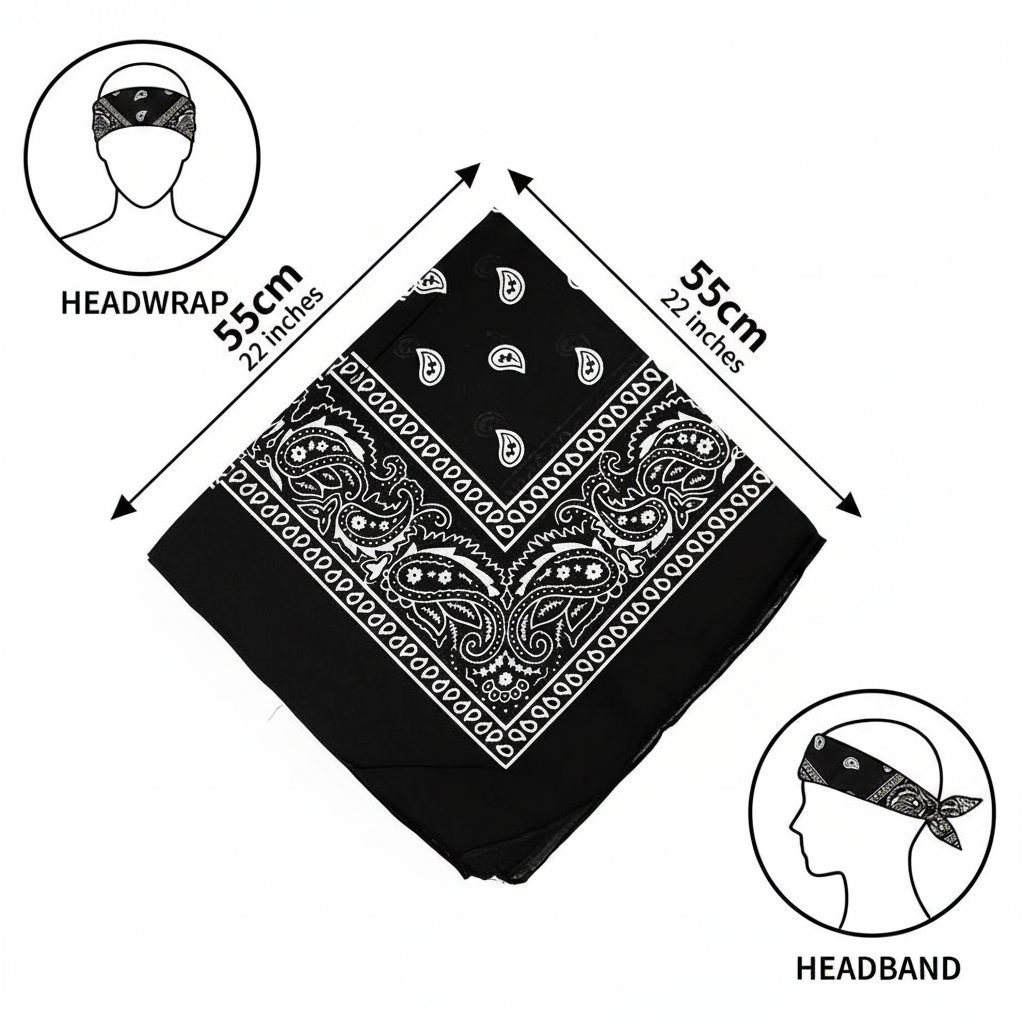 Black Paisley Cotton Bandana