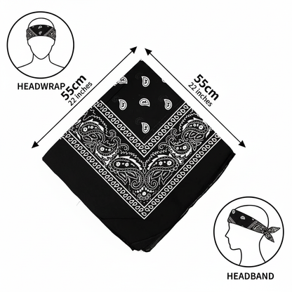 Black Paisley Cotton Bandana