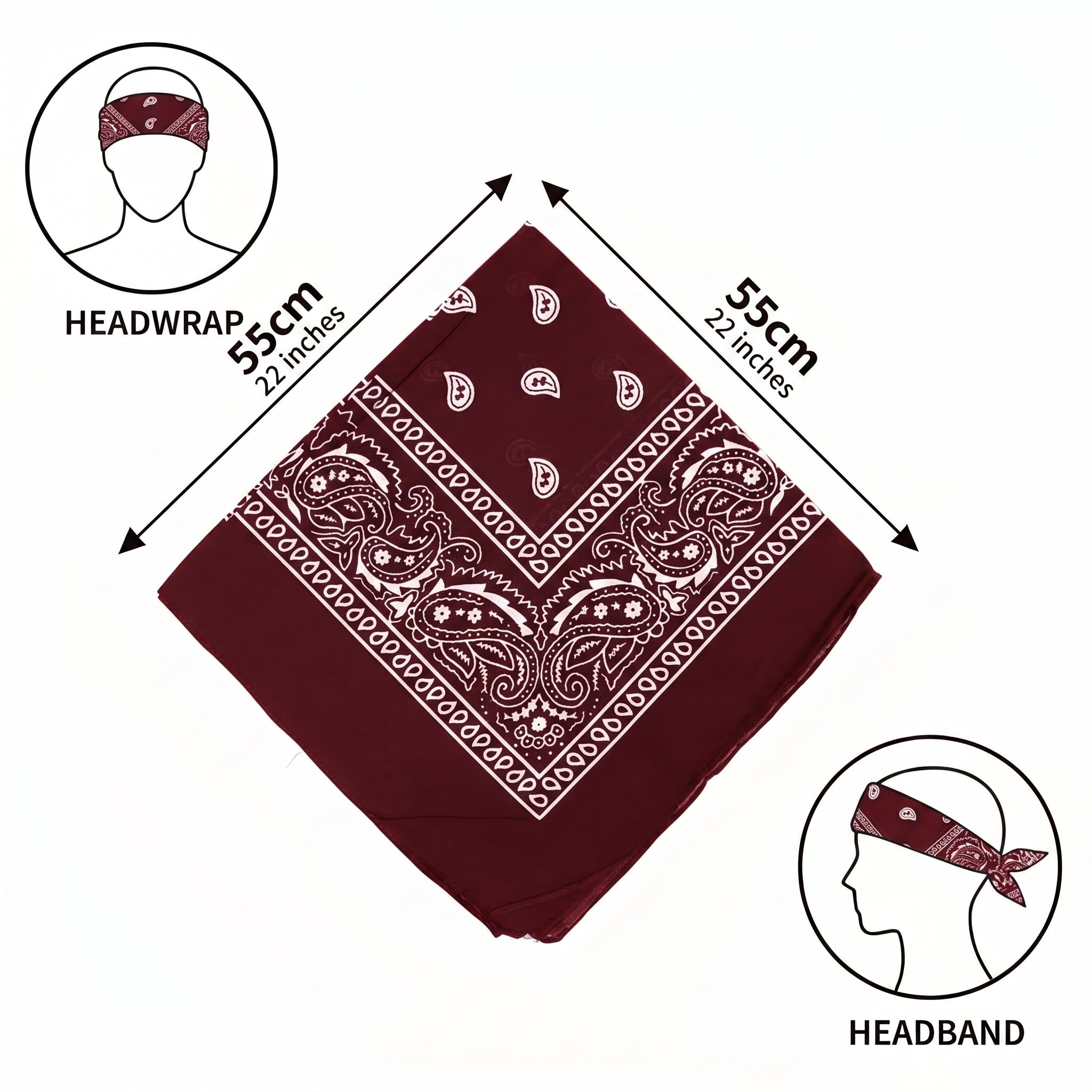 Brown Paisley Polyester Bandana