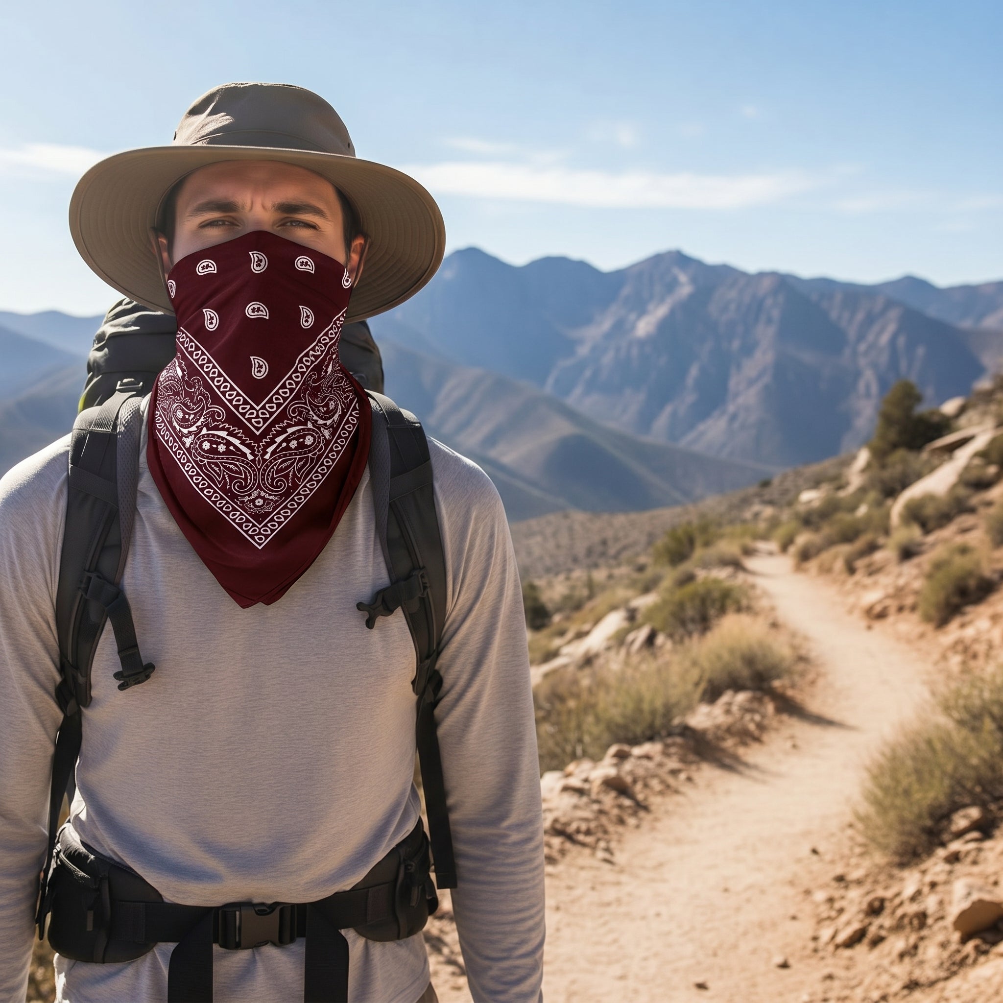 Brown Paisley Polyester Bandana